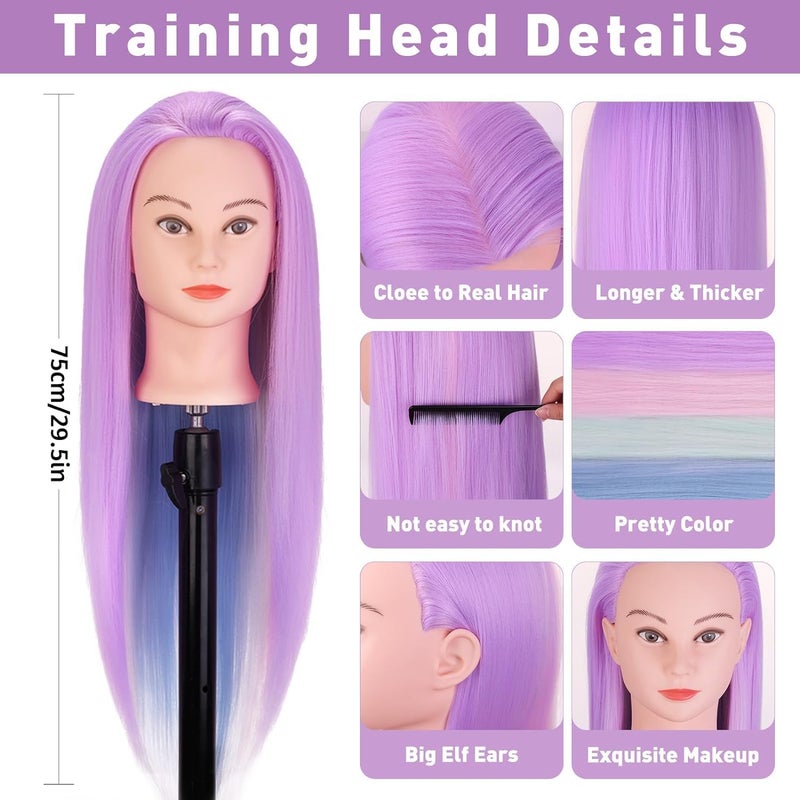 TopDirect Mannequin Head, 29" Hair Mannequin with Cosmetology Hair Doll Head to Practice on Styling Hairdressing Training Braiding with Clamp Holder & Tools for Women Girls - Image 3